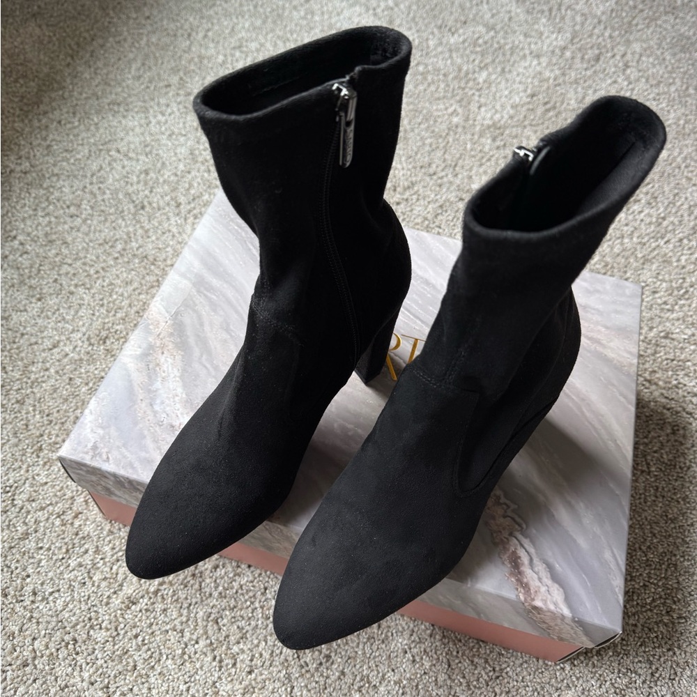 Franco Sarto Black Suede Glove Boots